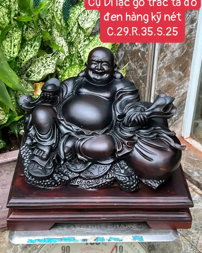 cu-di-lac-G5660-1 Tượng Cụ Di Lạc Gỗ Trắc Ta Đỏ Đen Hàng Kỹ Nét G5660