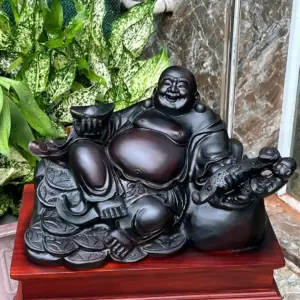 cu-di-lac-G5661-2 Tượng Cụ Di Lạc Gỗ Trắc Ta Đỏ Đen Hàng Kỹ Nét G5661