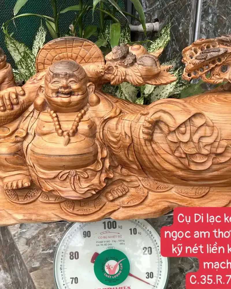cu-di-lac-G5662-1 Tượng Cụ Di Lạc Kéo Bao Gỗ Ngọc Am Thơm Nức Hàng Kỹ Nét Liền Khối G5662