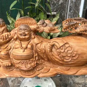 cu-di-lac-G5662-2 Tượng Cụ Di Lạc Kéo Bao Gỗ Ngọc Am Thơm Nức Hàng Kỹ Nét Liền Khối G5662