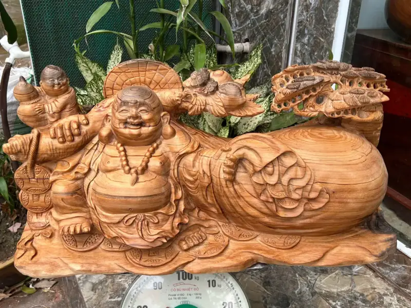 cu-di-lac-G5662-2 Tượng Cụ Di Lạc Kéo Bao Gỗ Ngọc Am Thơm Nức Hàng Kỹ Nét Liền Khối G5662