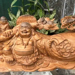 cu-di-lac-G5662-3 Tượng Cụ Di Lạc Kéo Bao Gỗ Ngọc Am Thơm Nức Hàng Kỹ Nét Liền Khối G5662