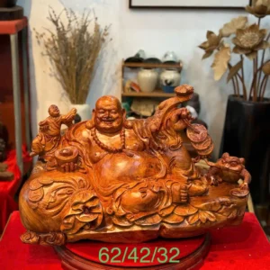 cu-di-lac-G5819-7 Tượng Cụ Di Lặc Ngồi Bao Tiền Được Chế Tác Trên Chất Gỗ Hương Tá G5819