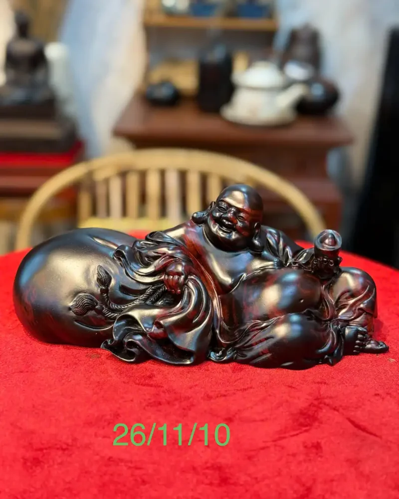 cu-di-lac-G5906-1 Tượng Cụ Di Lặc Ngồi Phom Để Bàn Trà Gỗ Trắc G5906