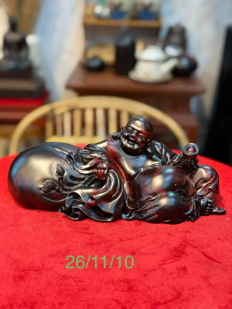 cu-di-lac-G5906-1 Tượng Cụ Di Lặc Ngồi Phom Để Bàn Trà Gỗ Trắc G5906
