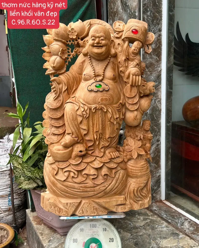 cu-di-lac-G5937-1 Tượng Cụ Di Lạc Gỗ Ngọc Am Thơm Nức Hàng Kỹ Nét Liền Khối G5937