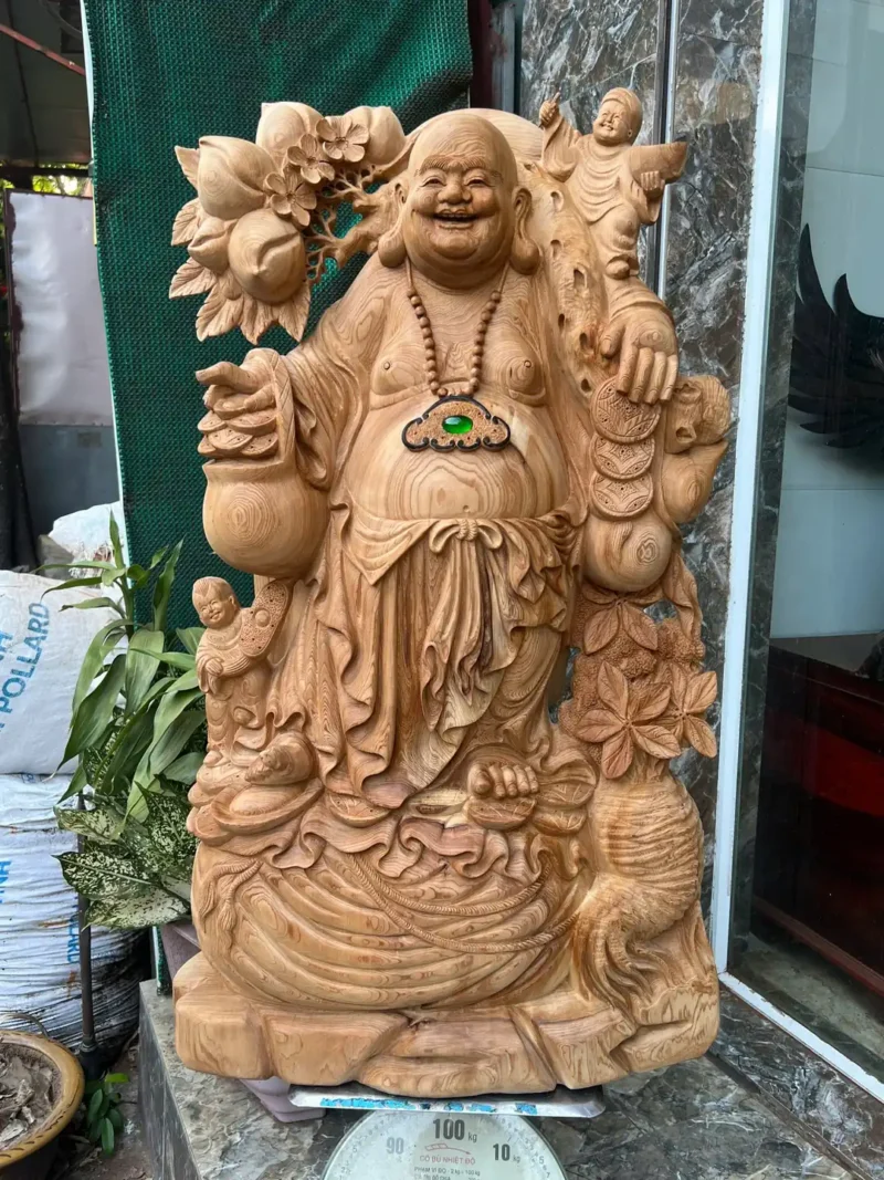 cu-di-lac-G6316-2 Tượng Cụ Di Lặc Gỗ Ngọc Am Thơm Nức Hàng Kỹ Nét Liền Khối G6316