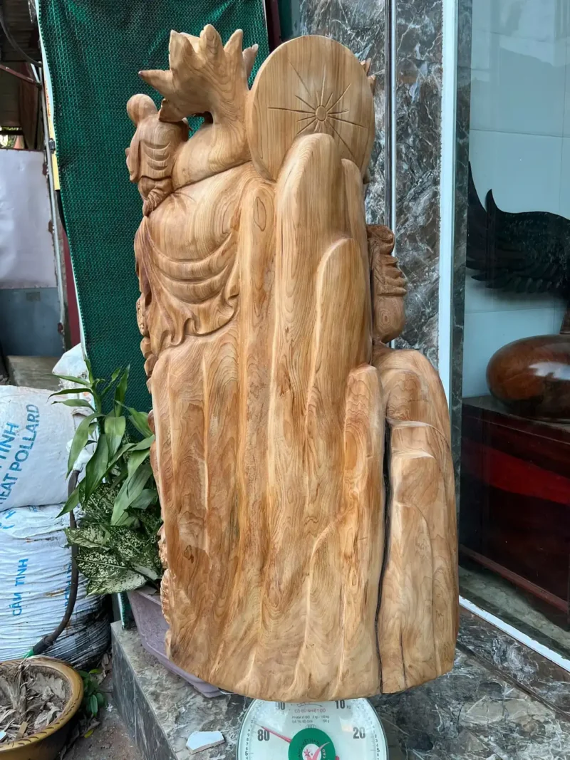 cu-di-lac-G6351-5 Tượng Cụ Di Lặc Gỗ Ngọc Am Thơm Nức To Vân Đẹp Hàng Kỹ Nét Liền Khối G6351