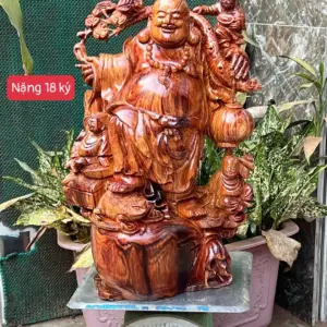 cu-dinlac-go-G5667-1 Tượng Cụ Di Lạc Gỗ Cẩm Ta Vân Chun Sụn Hàng Kỹ Nét Liền Khối G5667