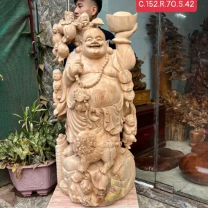 cu-gi-lac-G5938-1 Tượng Cụ Di Lạc Gỗ Ngọc Am Thơm Nức Hàng To Vip Kỹ Nét Liền Khối G5938