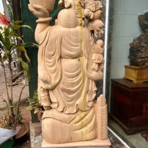 cu-gi-lac-G5938-5 Tượng Cụ Di Lạc Gỗ Ngọc Am Thơm Nức Hàng To Vip Kỹ Nét Liền Khối G5938