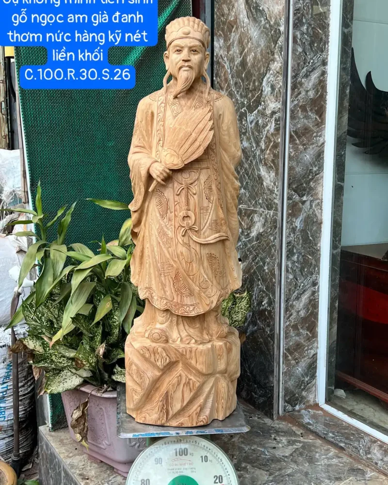 cu-khong-minh-G6370-1 Tượng Cụ Khổng Minh Tiên Sinh Gỗ Ngọc Am Thơm Nức Hàng Kỹ Nét Liền Khối G6370