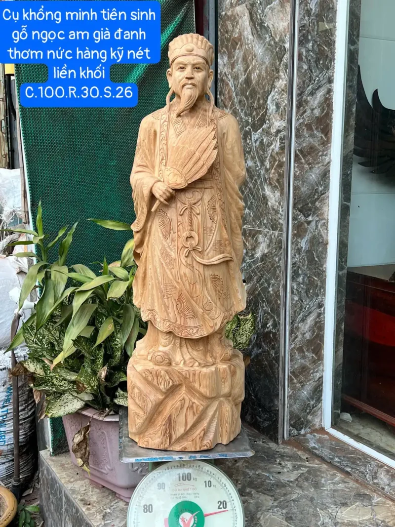 cu-khong-minh-G6370-1 Tượng Cụ Khổng Minh Tiên Sinh Gỗ Ngọc Am Thơm Nức Hàng Kỹ Nét Liền Khối G6370