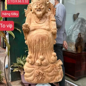 cu-than-tai-G5849-1 Tượng Cụ Thần Tài Gỗ Ngọc Am Thơm Nức To Vip Hàng Kỹ Nét Liền Khối G5849