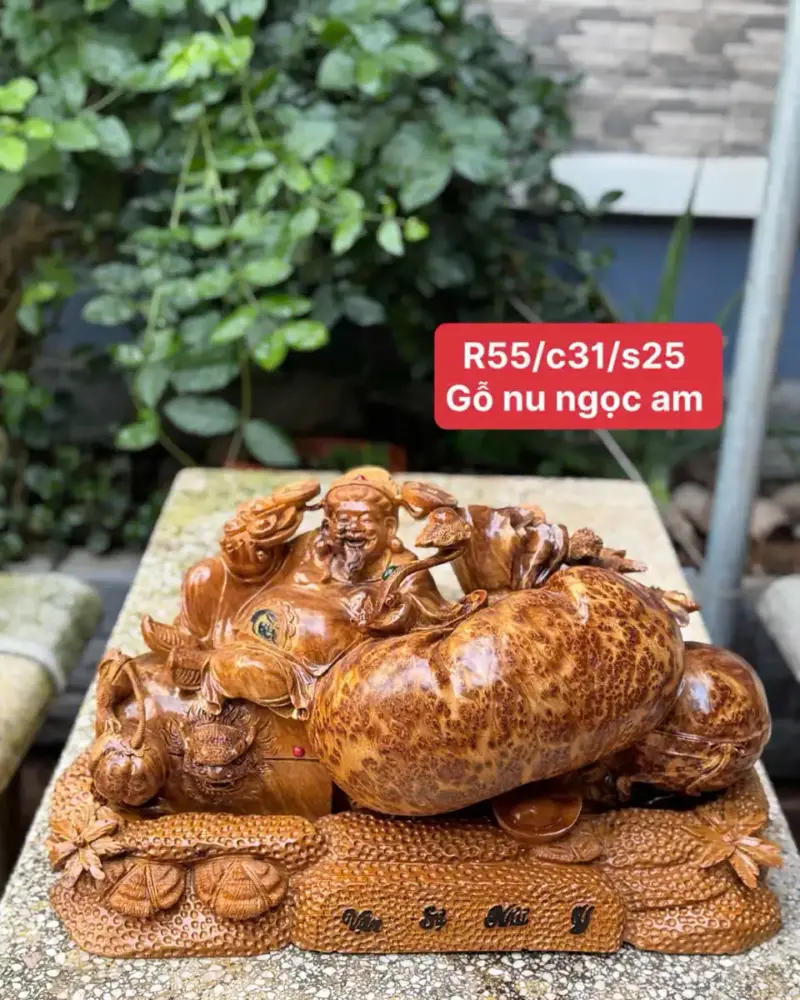 cu-than-tai-go-nu-ngoc-G5288-1 Tượng Cụ Thần Tài Gỗ Nu Ngọc Am Hàng Kỹ Nét Nu Đẹp Liền Khối G5288