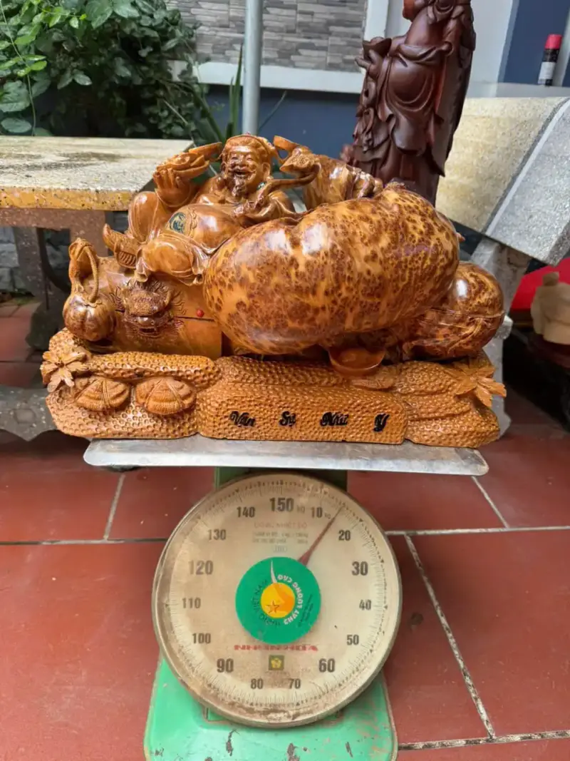 cu-than-tai-go-nu-ngoc-G5288-5 Tượng Cụ Thần Tài Gỗ Nu Ngọc Am Hàng Kỹ Nét Nu Đẹp Liền Khối G5288