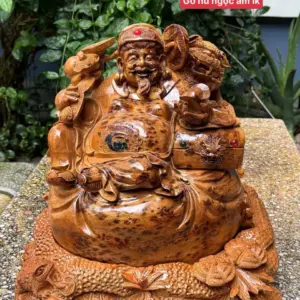 cu-than-tai-go-nu-ngoc-G5289-1 Tượng Cụ Thần Tài Gỗ Nu Ngọc Am Liền Khối Hàng Đẹp Kỹ G5289
