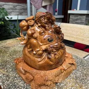 cu-than-tai-go-nu-ngoc-G5289-3 Tượng Cụ Thần Tài Gỗ Nu Ngọc Am Liền Khối Hàng Đẹp Kỹ G5289
