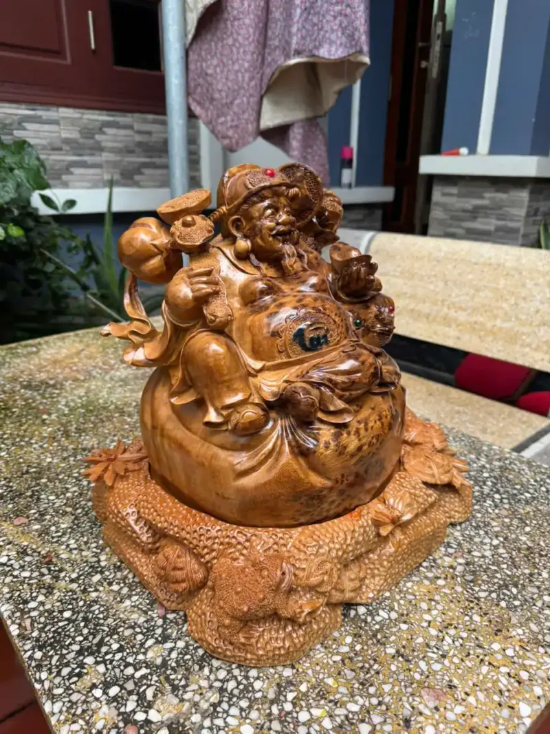 cu-than-tai-go-nu-ngoc-G5289-3 Tượng Cụ Thần Tài Gỗ Nu Ngọc Am Liền Khối Hàng Đẹp Kỹ G5289