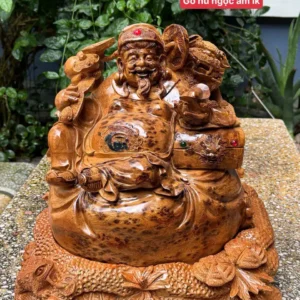 cu-than-tai-go-nu-ngoc-G6149-1 Tượng Cụ Thần Tài Gỗ Nu Ngọc Am Liền Khối Hàng Đẹp Kỹ G6149