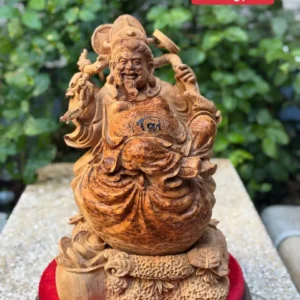 cu-than-tai-go-nu-ngoc-G6247-1 Tượng Cụ Thần Tài Gỗ Nu Ngọc Am Liền Khối Mộc Đẹp Nhiều Dầu G6247