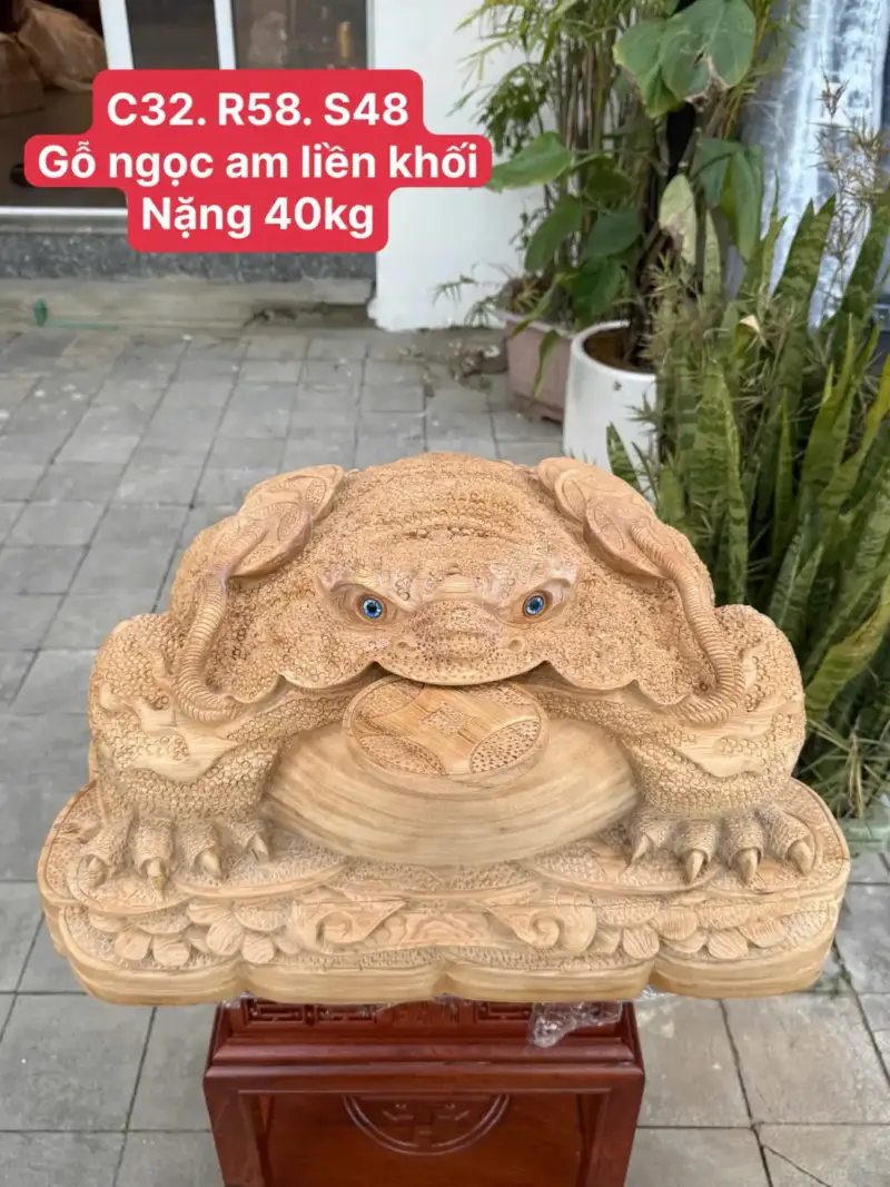 cu-thiem-thu-go-ngoc-am-G5668-1 Tượng Cụ Thiềm Thừ Gỗ Ngọc Am Liền Khối Hàng Nhiều Dầu Thơm Nức G5668
