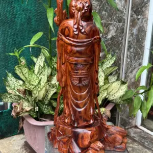 cu-tho-go-G5671-5 Tượng Cụ Thọ Gỗ Sưa Bắc Tím Già Hàng Kỹ Nét Liền Khối G5671