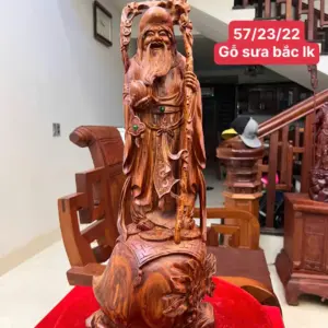 cu-tho-go-G5759-1 Tượng Cụ Thọ Gỗ Sưa Bắc Vân Đẹp Liền G5759
