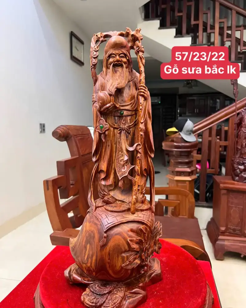 cu-tho-go-G5759-1 Tượng Cụ Thọ Gỗ Sưa Bắc Vân Đẹp Liền G5759