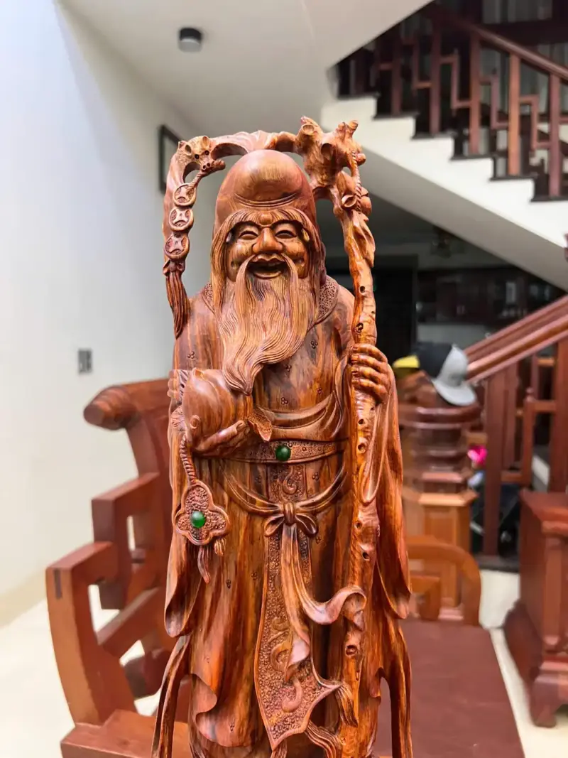 cu-tho-go-G5759-4 Tượng Cụ Thọ Gỗ Sưa Bắc Vân Đẹp Liền G5759