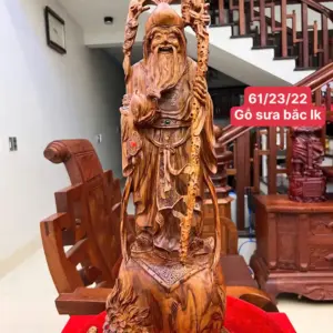 cu-tho-tien-G5460-1 Tượng Cụ Thọ Tiên Gỗ Sưa Đỏ Liền Đẹp G5460