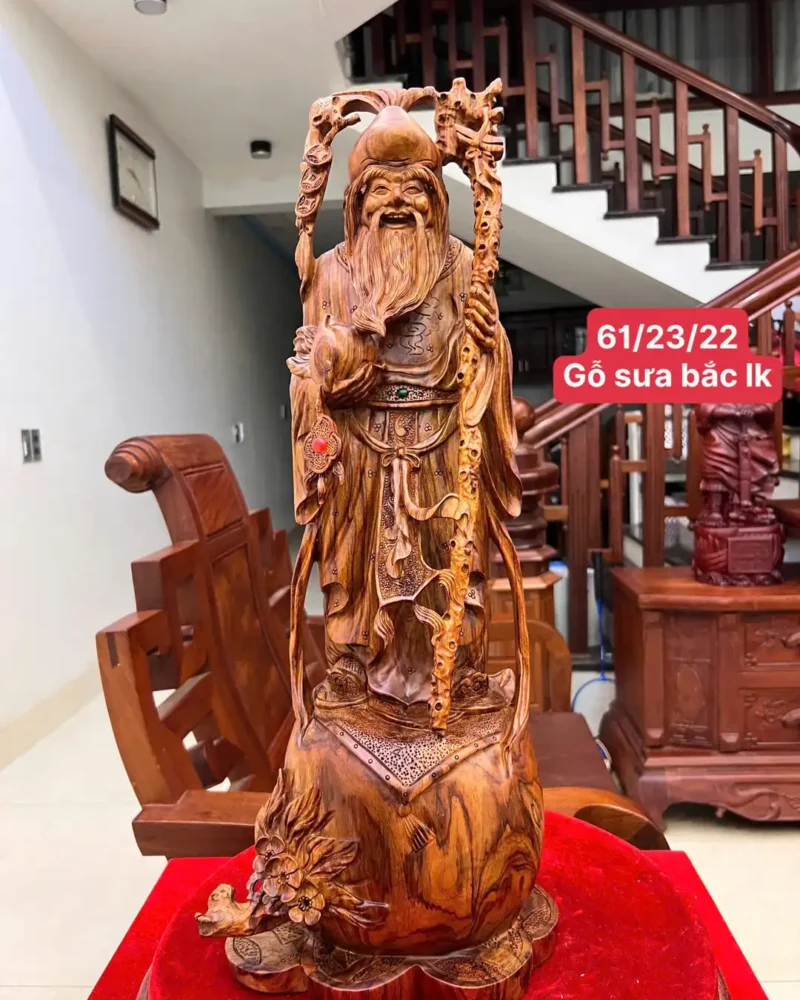 cu-tho-tien-G6056-1 Tượng Cụ Thọ Tiên Gỗ Sưa Bắc Liền Đẹp G6056