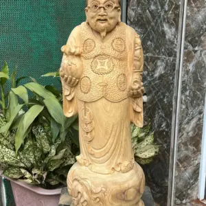 cu-thuong-gia-G5669-2 Tượng Cụ Thương Gia Gỗ Bách Xanh Thơm Mát Hàng Kỹ Nét Liền Khối G5669