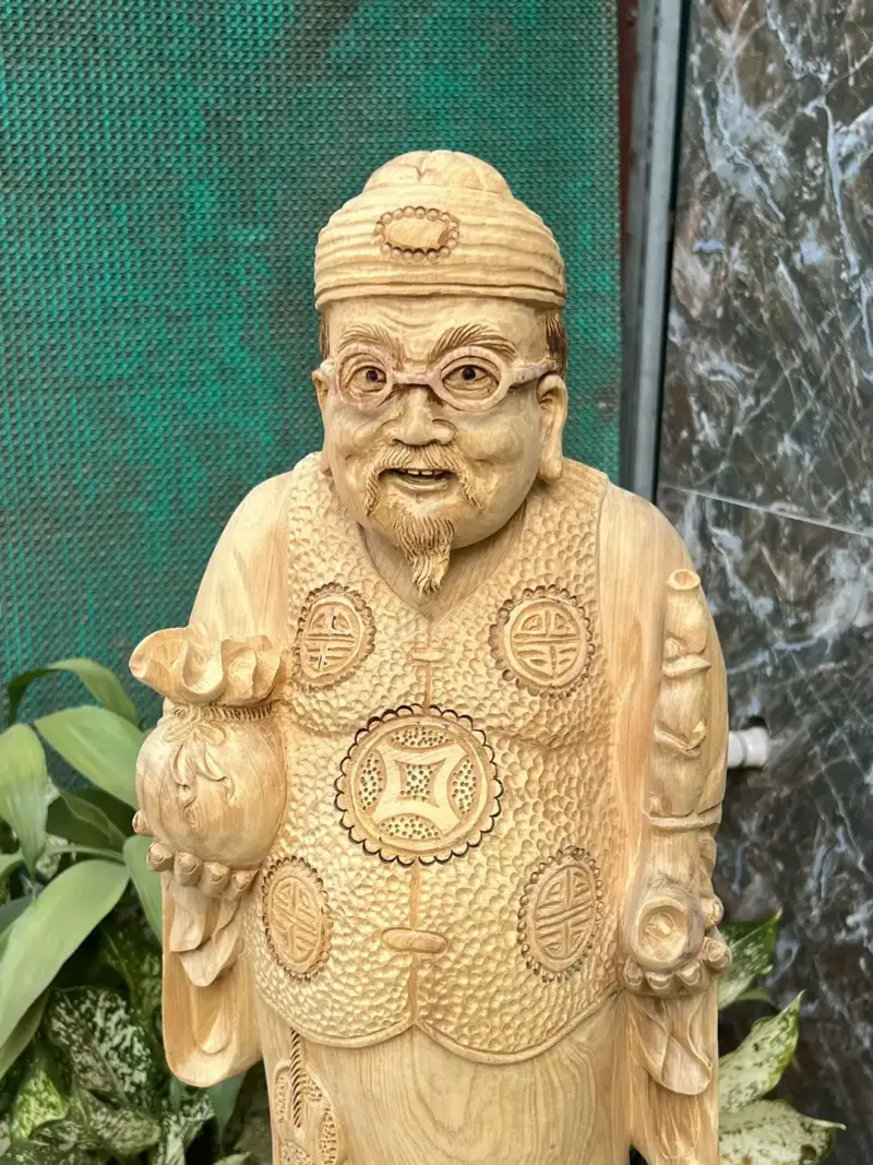 cu-thuong-gia-G5669-4 Tượng Cụ Thương Gia Gỗ Bách Xanh Thơm Mát Hàng Kỹ Nét Liền Khối G5669