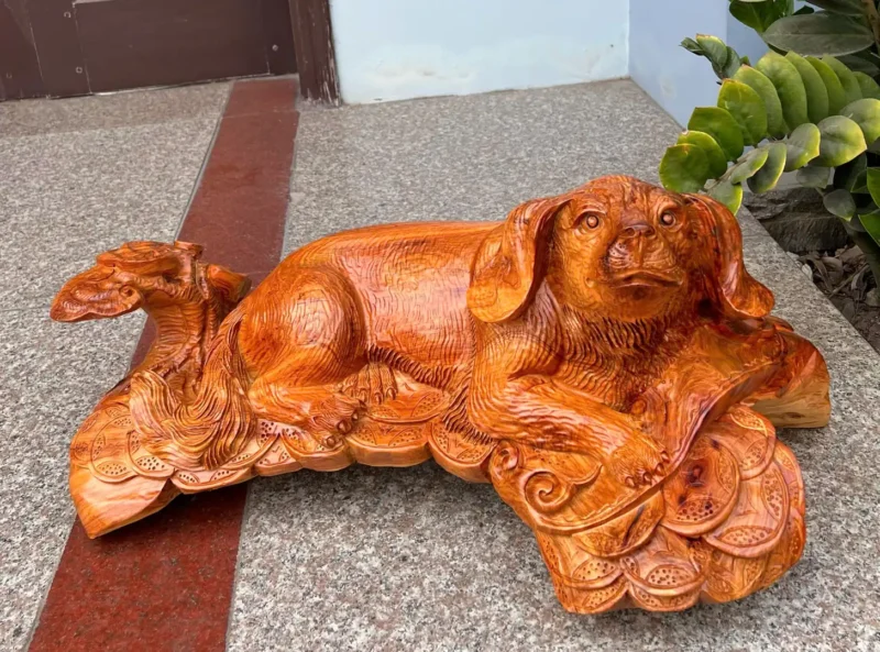 cun-nam-to-ep-go-huong-ta-G5816-1 Tượng Cún Nằm To Đẹp Gỗ Hương Ta Liền Khối G5816