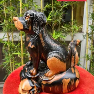 cun-ngoi-bao-G5602-1 Tượng Cún Ngồi Bao Tiền Gỗ Mun Hoa Liền Khối G5602