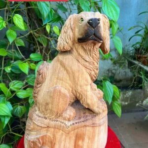 cun-ngoi-bao-G5933-1 Tượng Cún Ngồi Bao Tiền Gỗ Ngọc Am Thơm Hàng Kỹ Tỉa Lông Liền Khối G5933