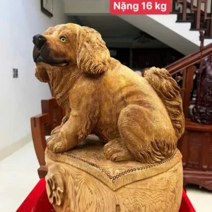 cun-ngoi-bao-G6313-1 Tượng Cún Ngồi Bao Tiền Gỗ Ngọc Am Chất Già Nặng Thơm G6313