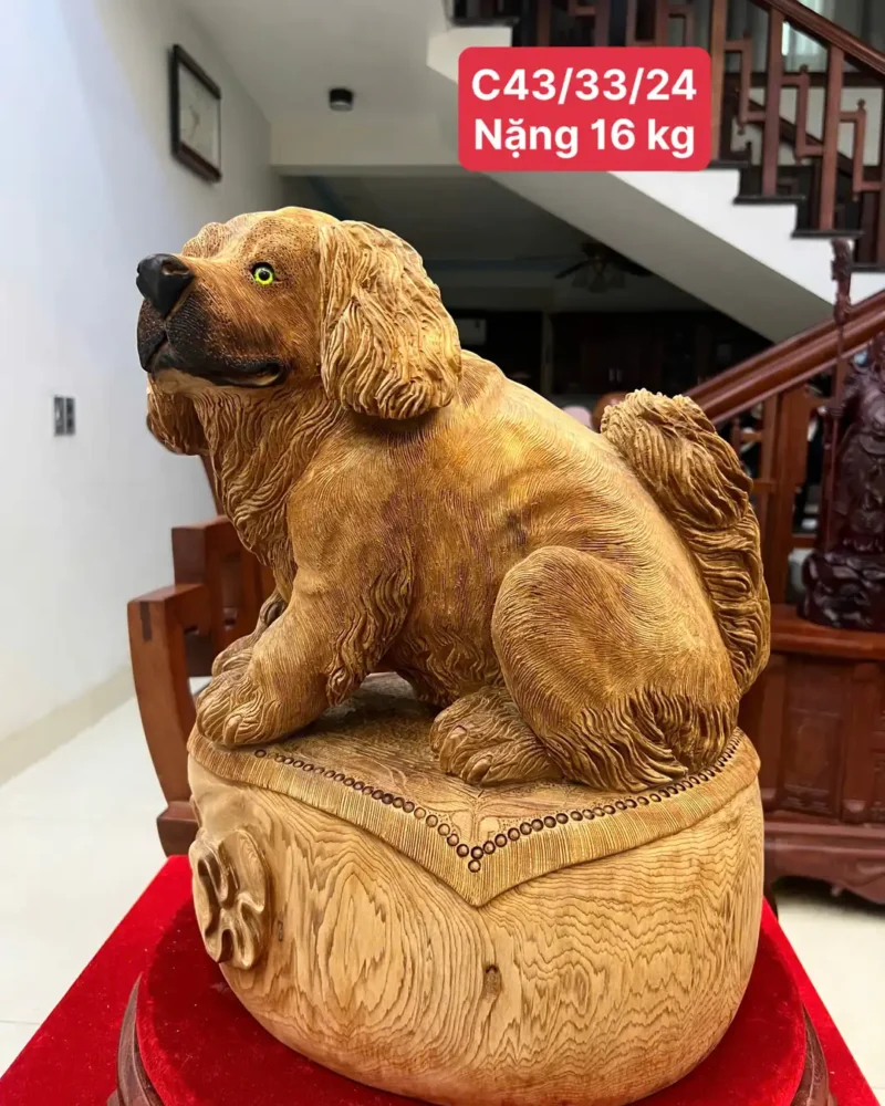 cun-ngoi-bao-G6313-1 Tượng Cún Ngồi Bao Tiền Gỗ Ngọc Am Chất Già Nặng Thơm G6313