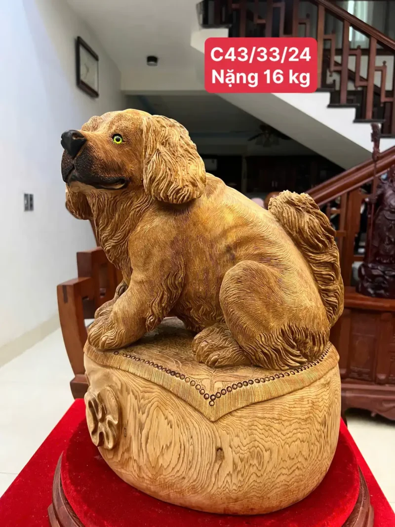 cun-ngoi-bao-G6313-1 Tượng Cún Ngồi Bao Tiền Gỗ Ngọc Am Chất Già Nặng Thơm G6313