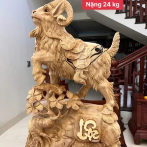 de-go-ngoc-G5909-1 Tượng Dê Gỗ Ngọc Am To Chất Nặng Thơm Có Sơn G5909
