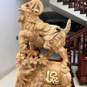 de-go-ngoc-G5909-2 Tượng Dê Gỗ Ngọc Am To Chất Nặng Thơm Có Sơn G5909