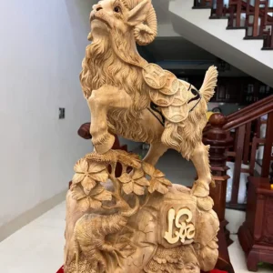 de-go-ngoc-G5909-6 Tượng Dê Gỗ Ngọc Am To Chất Nặng Thơm Có Sơn G5909