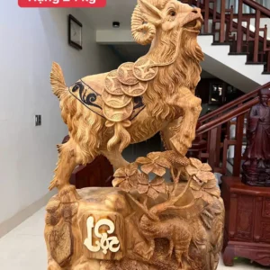 de-go-ngoc-G5947-1 Tượng Dê Gỗ Ngọc Am Hàng To Chất Đẹp Liền Khối G5947