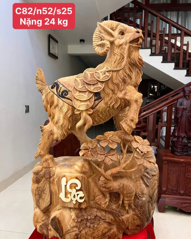 de-go-ngoc-G5947-1 Tượng Dê Gỗ Ngọc Am Hàng To Chất Đẹp Liền Khối G5947