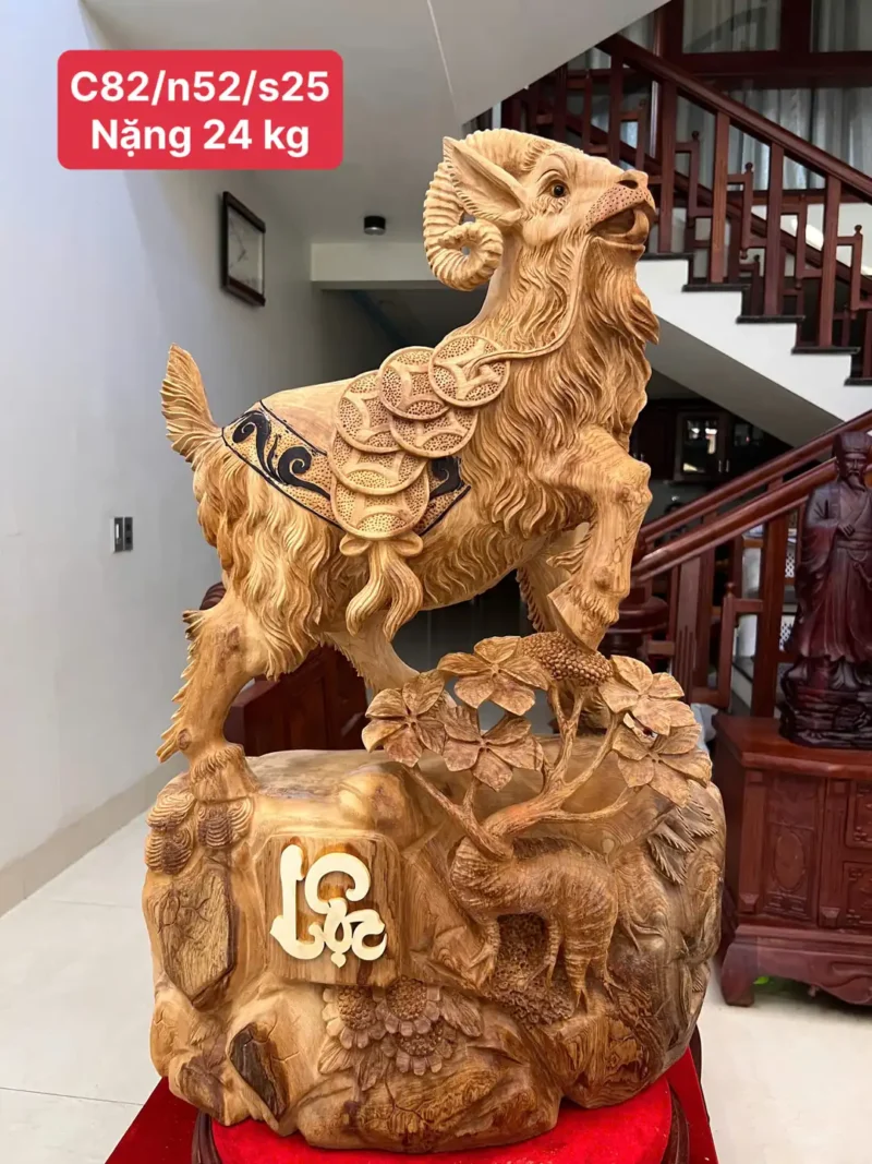 de-go-ngoc-G5947-1 Tượng Dê Gỗ Ngọc Am Hàng To Chất Đẹp Liền Khối G5947