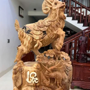 de-go-ngoc-G5947-2 Tượng Dê Gỗ Ngọc Am Hàng To Chất Đẹp Liền Khối G5947