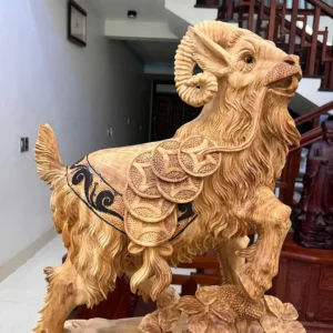 de-go-ngoc-G5947-3 Tượng Dê Gỗ Ngọc Am Hàng To Chất Đẹp Liền Khối G5947