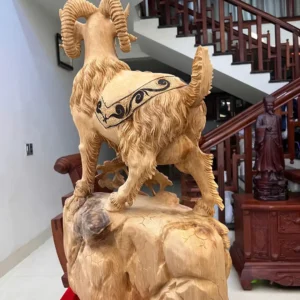 de-go-ngoc-G5947-4 Tượng Dê Gỗ Ngọc Am Hàng To Chất Đẹp Liền Khối G5947