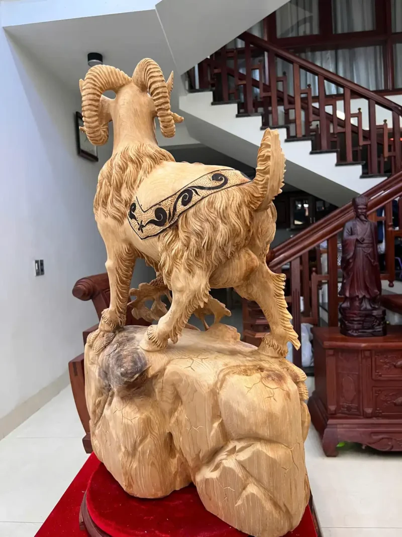 de-go-ngoc-G5947-4 Tượng Dê Gỗ Ngọc Am Hàng To Chất Đẹp Liền Khối G5947